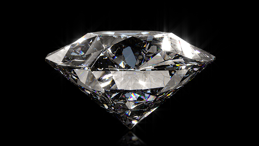 A long diamond appears on a black background