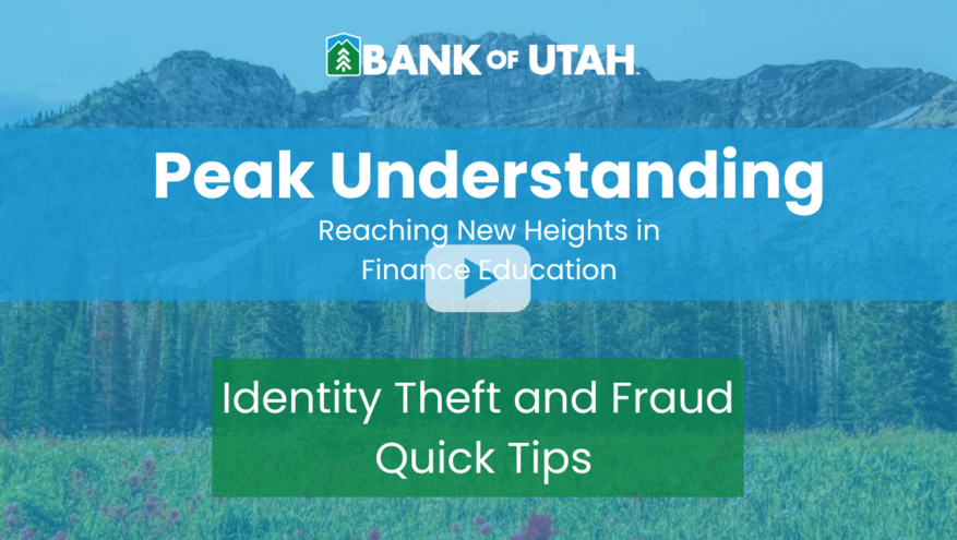 A title photo with the words "Identity Theft and Fraud Quick Tips"