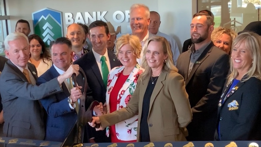 Representatives of Bank of Utah and local leaders cut the ribbon celebrating the renovation of Bank of Utah's South Ogden location