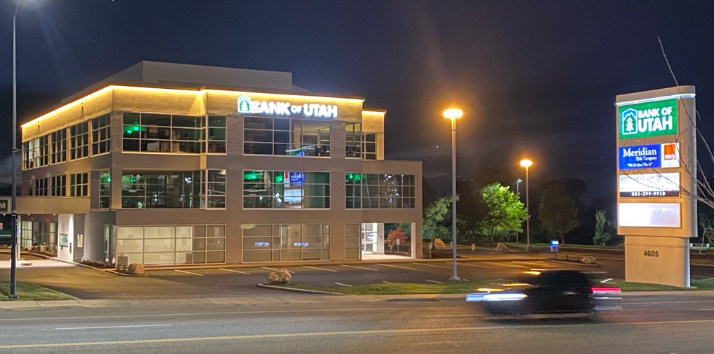 The new LED display at Bank of Utah's South Ogden branch was glowing orange in support of the Ogden High School girls’ soccer team