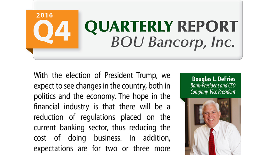 Bank of Utah 2016 Q4 Quarterly Report